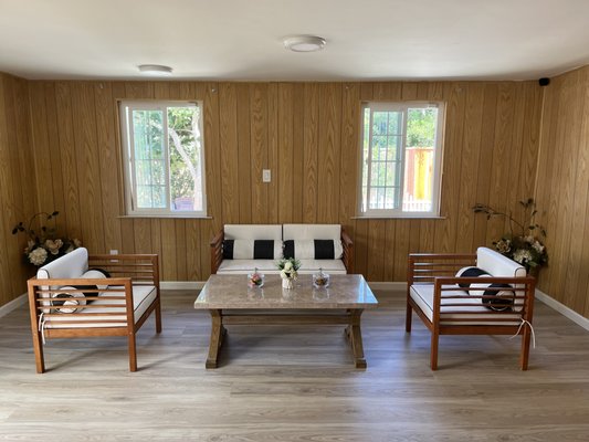 Sunroom seating area for residents and families